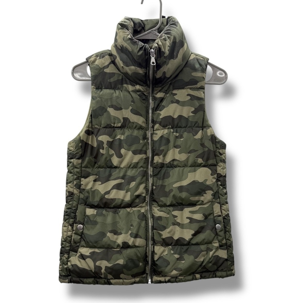 Old Navy Camo Puffer Vest Women's XS Green‎ Sleeveless Outdoor Layered Fall